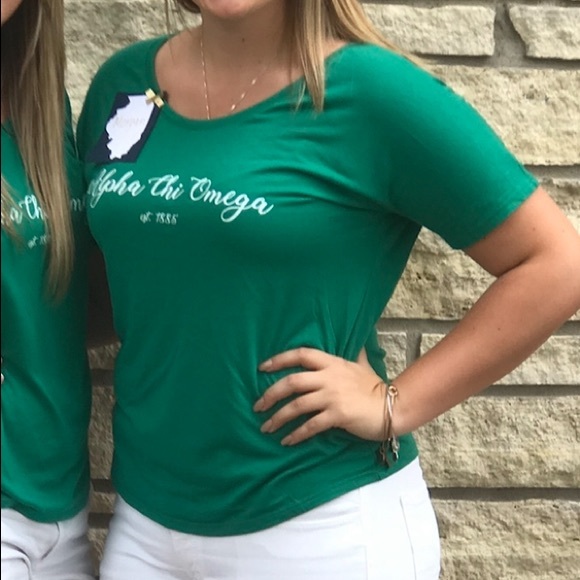 Bella Canvas Alpha Chi Omega/AXO Green Scoop Neck Shirt - Picture 2 of 3